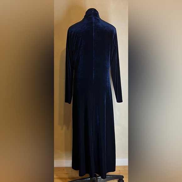 Valerie Steven Sport women’s Mock Neck Blue Long Sleeve Velvet Maxi Dress|Sz:M - Picture 8 of 16